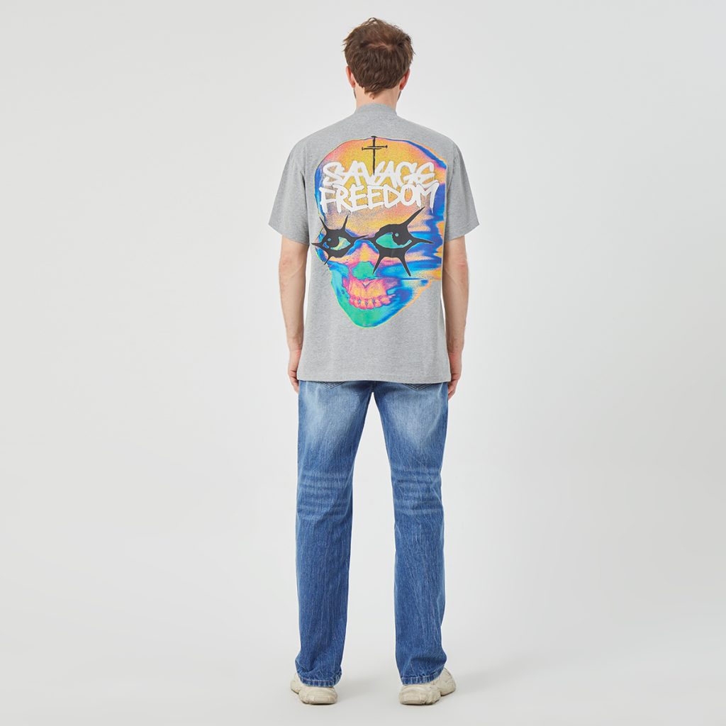 Men's Rebellious Ribcage&Skull Graphic T-shirt