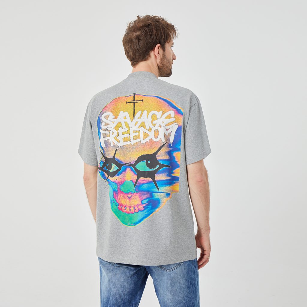 Men's Rebellious Ribcage&Skull Graphic T-shirt