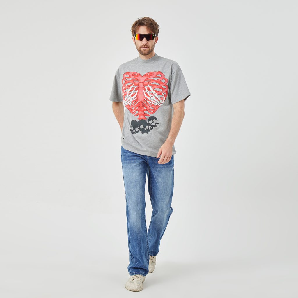 Men's Rebellious Ribcage&Skull Graphic T-shirt