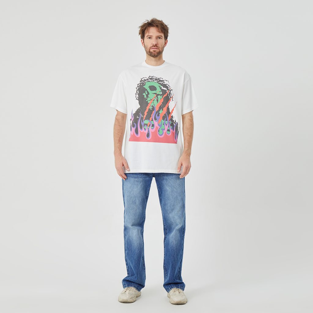 Flaming Skull Pulse White T-shirtFlaming Skull Pulse White T-shirt
