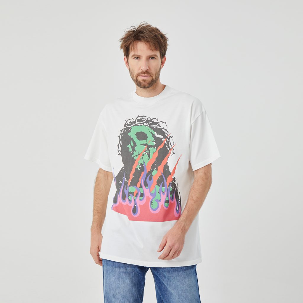 Flaming Skull Pulse White T-shirtFlaming Skull Pulse White T-shirt