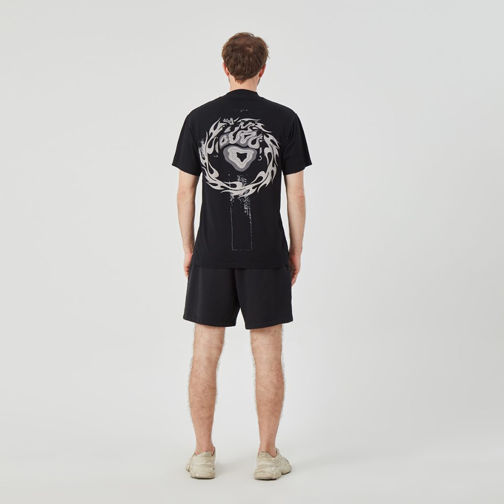 Men’s Black Short - Sleeve T - Shirt with White Skeleton Graphic