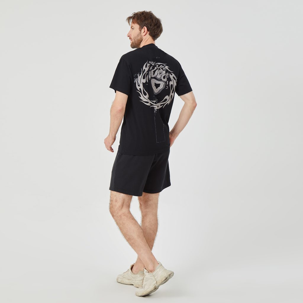 Men’s Black Short - Sleeve T - Shirt with White Skeleton Graphic